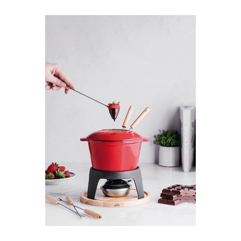 Fondue De Hierro Fundido En Color Roja Para Casa