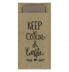 Pochette Royal Keep Calm & Cofffee Con Servilleta DoblePunto Marrón