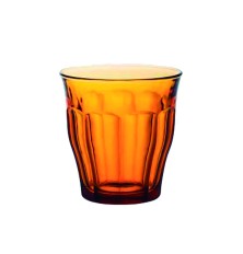 Vaso de vidrio modelo Picardie de 25 cl en color Ambar. Cajas de 4 unidades.