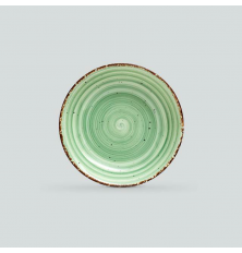 Plato llano de porcelana modelo BONE STYLE Green. Caja de 12 unidades.