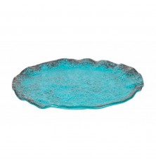 Plato de cristal ETNIC  llano en color turquesa