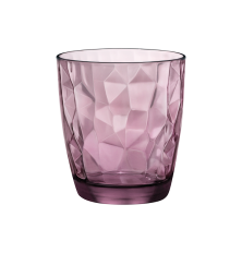 Vaso de vidrio modelo DIAMOND en color lila. Cajas de 6 unidades.